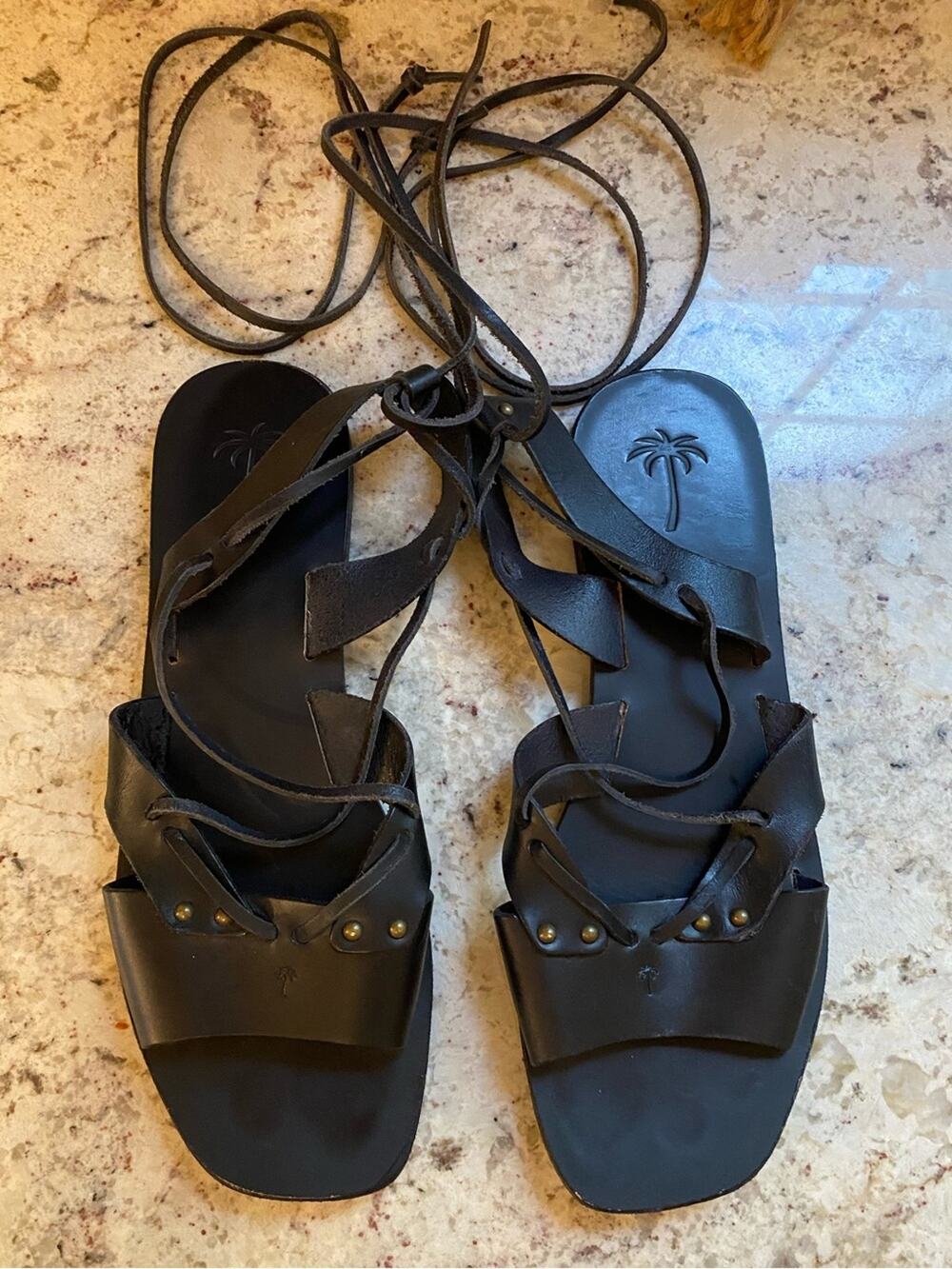 Tomas Maier $425 Leather Wide Strap Gladiator Sandal Black 10.5 Italy